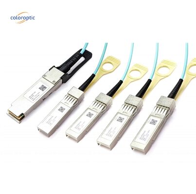 InfiniBand và Ethernet Cáp quang hoạt động 100G QSFP28 Breakout đến 4xSFP28 AOC